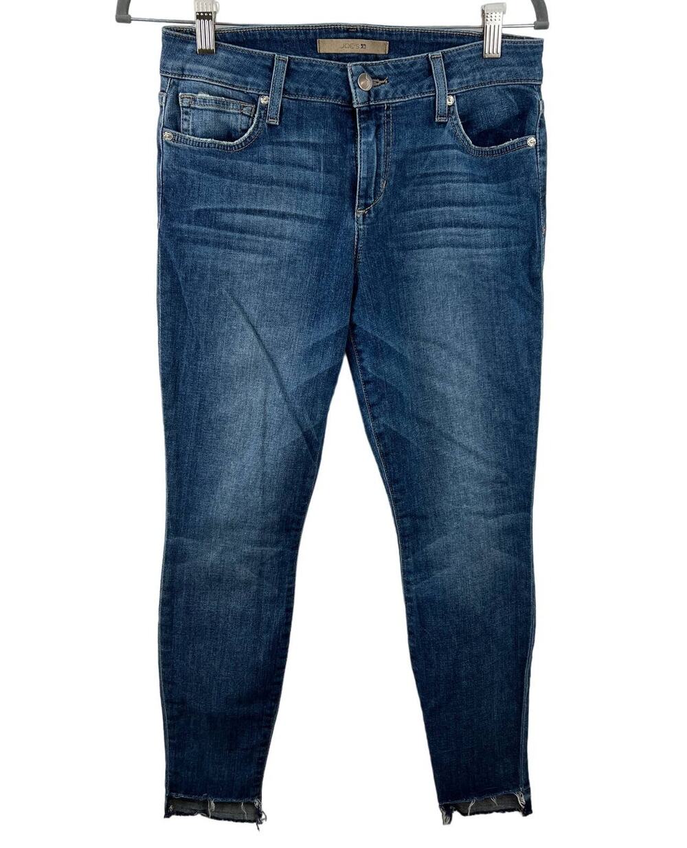 Joe's Jeans Medium Wash Blue Skinny Ankle Step Hem Jeans Distressed Stretch 28